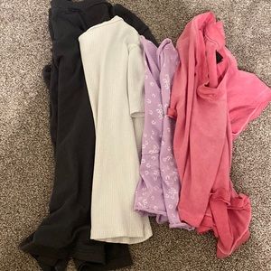 4 tees, (H&M, 2 target, shein)